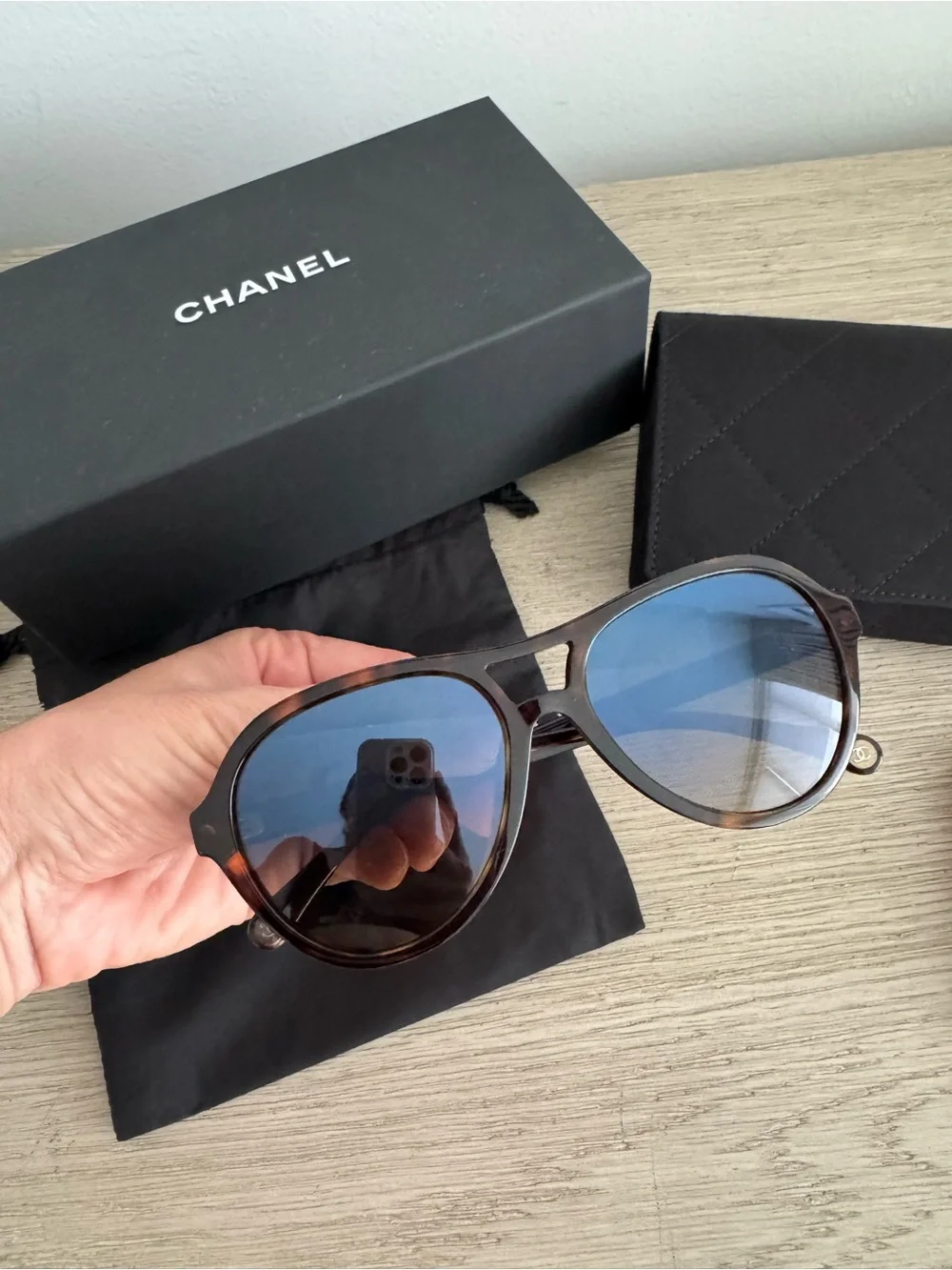 Chanel Pilot Sunglasses in Dark Havana